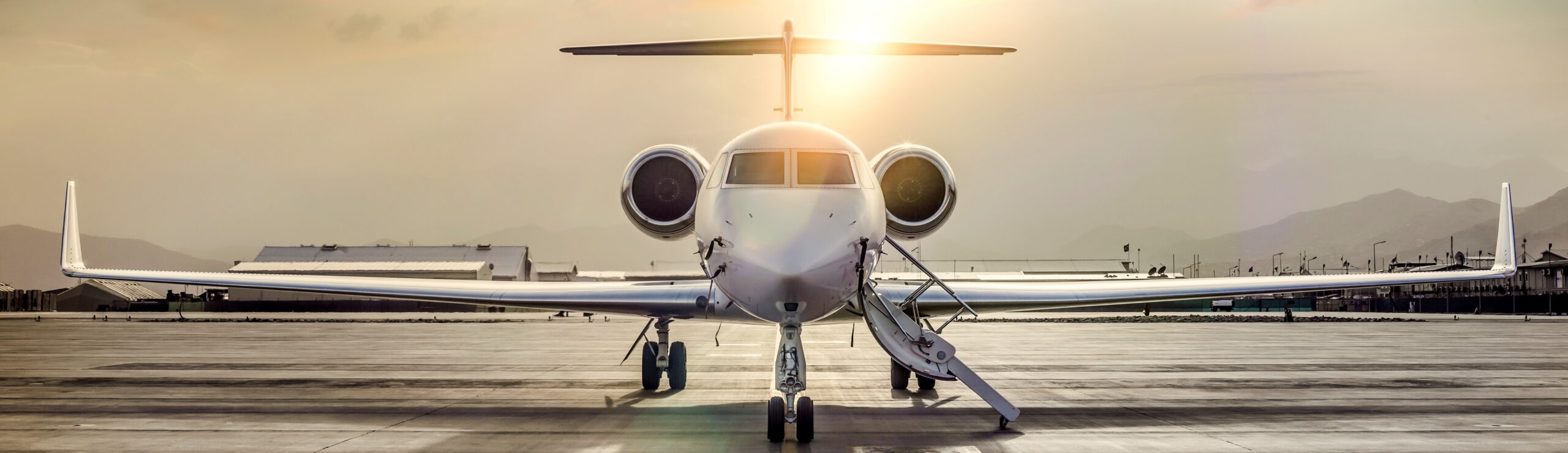 Private Jet On Airport Runway